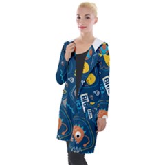 Seamless-pattern-vector-submarine-with-sea-animals-cartoon Hooded Pocket Cardigan by Jancukart