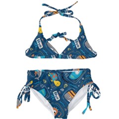 Seamless-pattern-vector-submarine-with-sea-animals-cartoon Kids  Classic Bikini Set by Jancukart