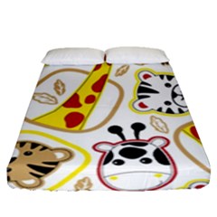 Vector-seamless-pattern-nice-animals-cartoon Fitted Sheet (queen Size) by Jancukart
