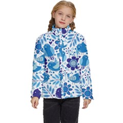 Pattern-with-birds Kids  Puffer Bubble Jacket Coat by Jancukart