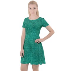 Blue Glitter Cap Sleeve Velour Dress  by FunDressesShop