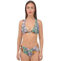Grungy Vintage Patterns Double Strap Halter Bikini Set by artworkshop