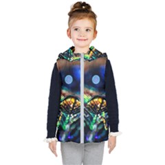Peacock Feather Drop Kids  Hooded Puffer Vest by artworkshop