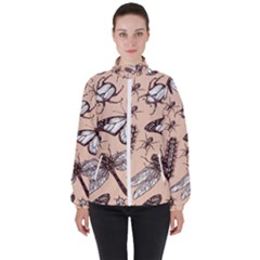 Vintage-drawn-insect-seamless-pattern Women s High Neck Windbreaker by Jancukart