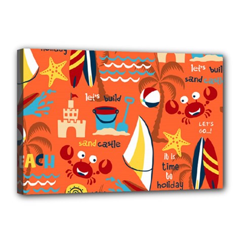 Seamless-pattern-vector-beach-holiday-theme-set Canvas 18  X 12  (stretched) by Jancukart