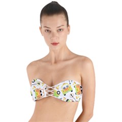 Seamless-pattern-vector-illustration-vehicles-cartoon Twist Bandeau Bikini Top by Jancukart