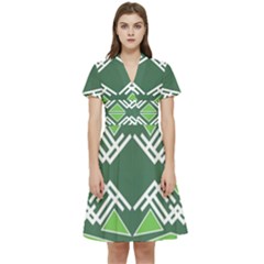 Abstract Pattern Geometric Backgrounds  Short Sleeve Waist Detail Dress by Eskimos