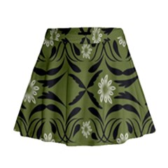 Folk Flowers Print Floral Pattern Ethnic Art Mini Flare Skirt by Eskimos