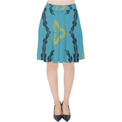 Folk Flowers Print Floral Pattern Ethnic Art Velvet High Waist Skirt by Eskimos