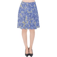 Uruguay Flag Motif Pattern Velvet High Waist Skirt by dflcprintsclothing