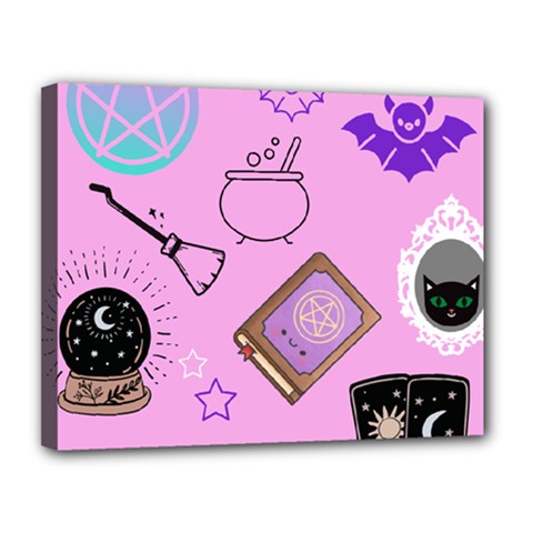 Pastel Goth Witch Pink Canvas 14  X 11  (stretched) by NerdySparkleGoth