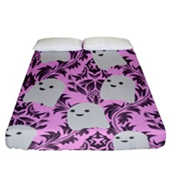 Pink Ghosts Fitted Sheet (queen Size) by NerdySparkleGoth