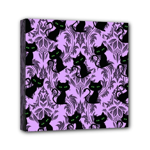 Purple Cats Mini Canvas 6  X 6  (stretched) by NerdySparkleGoth