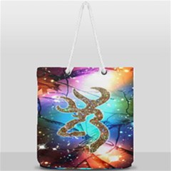 Browning Deer Glitter Galaxy Full Print Rope Handle Tote (large) by artworkshop