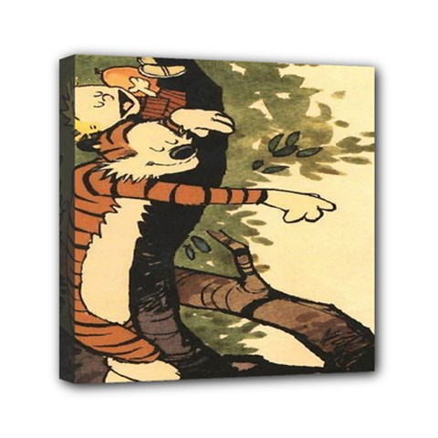 Calvin And Hobbes Mini Canvas 6  X 6  (stretched) by artworkshop