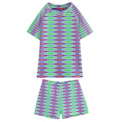 Electro Stripe Kids  Swim Tee And Shorts Set by Thespacecampers
