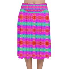 Love Burst Velvet Flared Midi Skirt by Thespacecampers