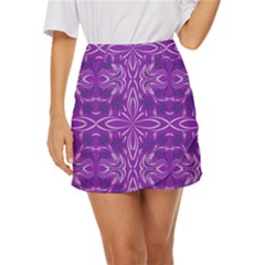 Folk Flowers Print Floral Pattern Ethnic Art Mini Front Wrap Skirt by Eskimos