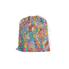 Floral Flowers Drawstring Pouch (medium) by artworkshop