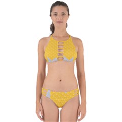 Hexagons Yellow Honeycomb Hive Bee Hive Pattern Perfectly Cut Out Bikini Set by artworkshop