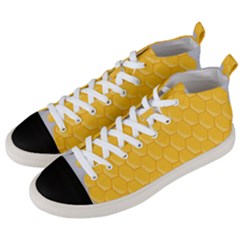 Hexagons Yellow Honeycomb Hive Bee Hive Pattern Men s Mid-top Canvas Sneakers by artworkshop