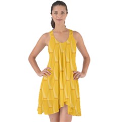 Hexagons Yellow Honeycomb Hive Bee Hive Pattern Show Some Back Chiffon Dress by artworkshop