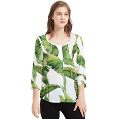 Sheets Tropical Plant Palm Summer Exotic Chiffon Quarter Sleeve Blouse by artworkshop