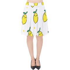 Pattern Lemon Texture Velvet High Waist Skirt by artworkshop