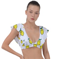 Pattern Lemon Texture Plunge Frill Sleeve Bikini Top by artworkshop