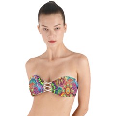 Mandalas Colorful Abstract Ornamental Twist Bandeau Bikini Top by artworkshop