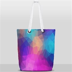 Triangles Polygon Color Full Print Rope Handle Tote (small) by artworkshop