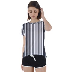 Barcode Pattern Short Sleeve Foldover Tee by Sapixe