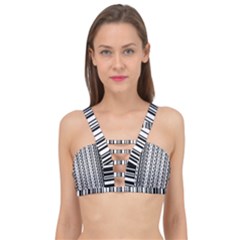 Barcode Pattern Cage Up Bikini Top by Sapixe
