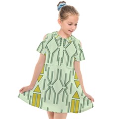 Abstract Pattern Geometric Backgrounds Kids  Short Sleeve Shirt Dress by Eskimos