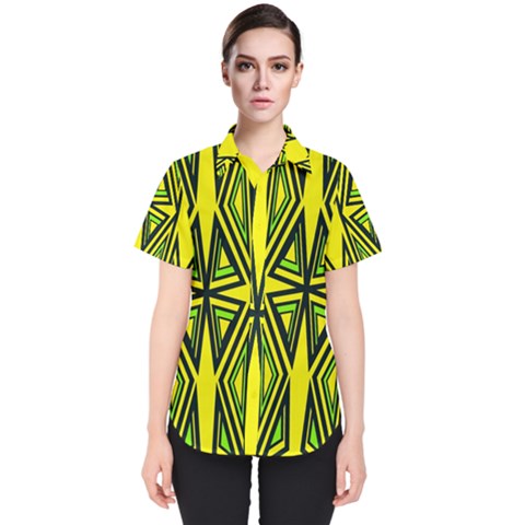 Abstract Pattern Geometric Backgrounds Women s Short Sleeve Shirt by Eskimos