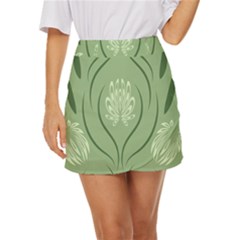 Folk Flowers Print Floral Pattern Ethnic Art Mini Front Wrap Skirt by Eskimos