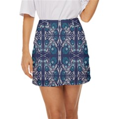 Folk Flowers Print Floral Pattern Ethnic Art Mini Front Wrap Skirt by Eskimos