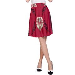 Folk Flowers Print Floral Pattern Ethnic Art A-line Skirt by Eskimos
