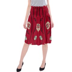 Folk Flowers Print Floral Pattern Ethnic Art Midi Beach Skirt by Eskimos