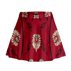 Folk Flowers Print Floral Pattern Ethnic Art Mini Flare Skirt by Eskimos