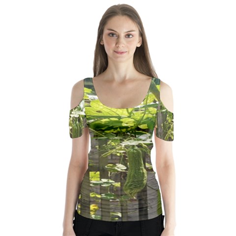Bitter Melon Butterfly Sleeve Cutout Tee  by artworkshop