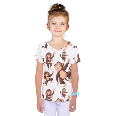 Monkey-seamless-pattern Kids  One Piece Tee by Jancukart