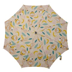 Cute-monkey-banana-seamless-pattern-background Hook Handle Umbrellas (large) by Jancukart