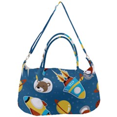 Seamless-pattern-vector-with-spacecraft-funny-animals-astronaut Removal Strap Handbag by Jancukart