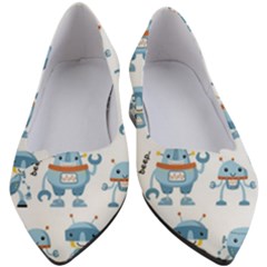 Seamless Pattern With Funny Robot Cartoon Women s Block Heels  by Jancukart