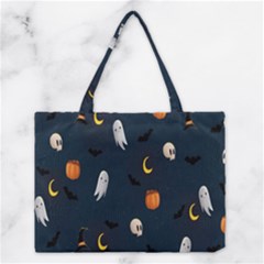 Halloween Ghost Pumpkin Bat Skull Medium Tote Bag by artworkshop