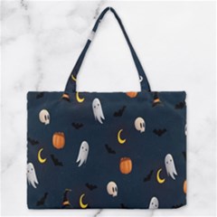 Halloween Ghost Pumpkin Bat Skull Zipper Medium Tote Bag by artworkshop