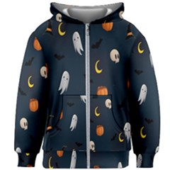 Halloween Ghost Pumpkin Bat Skull Kids  Zipper Hoodie Without Drawstring by artworkshop