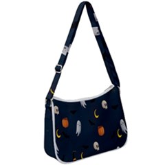 Halloween Ghost Pumpkin Bat Skull Zip Up Shoulder Bag by artworkshop