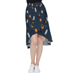 Halloween Ghost Pumpkin Bat Skull Frill Hi Low Chiffon Skirt by artworkshop
